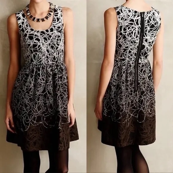Anthropologie Maeve Fuzzy Fading Tracery Fit & Flare Dress Women’s Size 2 XS - Picture 1 of 8